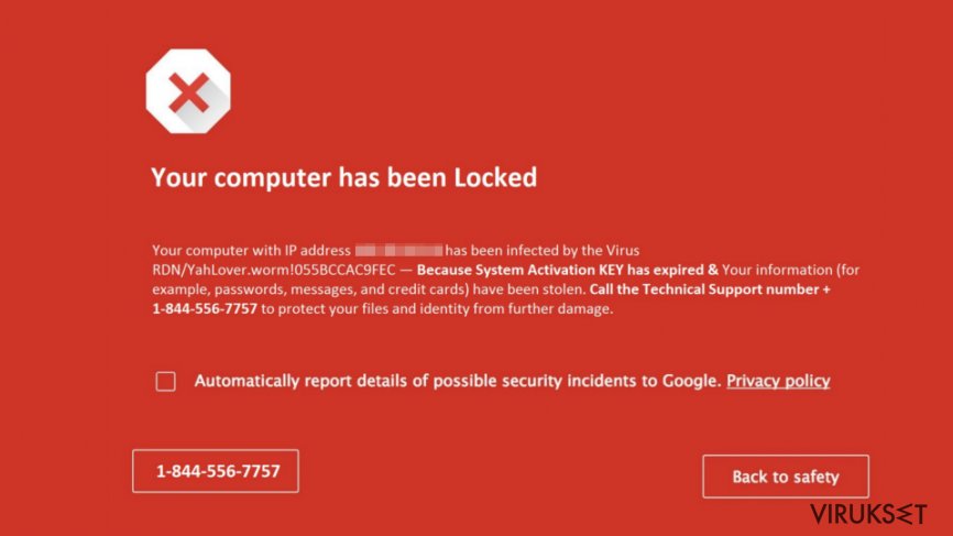 Image of Google Security Warning virus