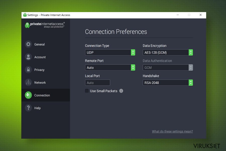 Private Internet Access kuvankaappaus Private Internet Access kuvankaappaus