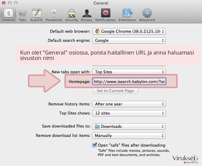 Kun olet 'General' osiossa, poista haitallinen URL ja anna haluamasi sivuston nimi Kun olet 'General' osiossa, poista haitallinen URL ja anna haluamasi sivuston nimi