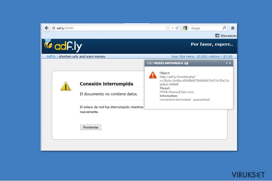 Adf.ly virus kuvankaappaus Adf.ly virus kuvankaappaus