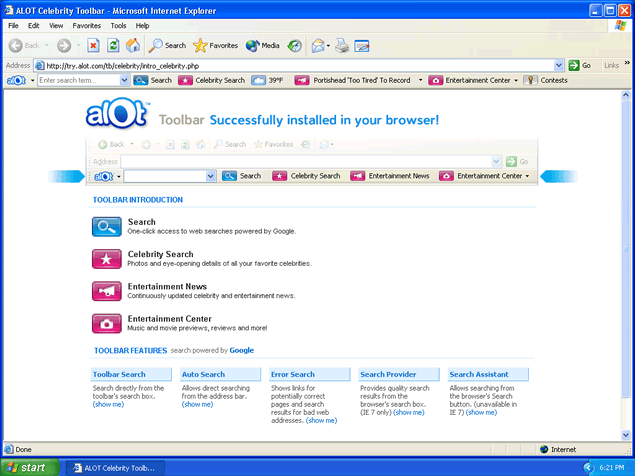 ALOT toolbar kuvankaappaus ALOT toolbar kuvankaappaus