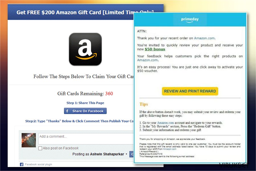 Amazon Gift Card huijaus kuvankaappaus Amazon Gift Card huijaus kuvankaappaus