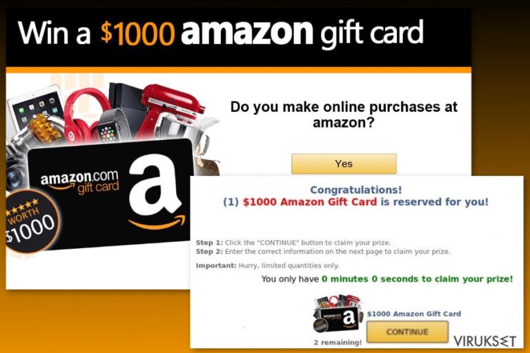 Amazon Gift Card virus esimerkki