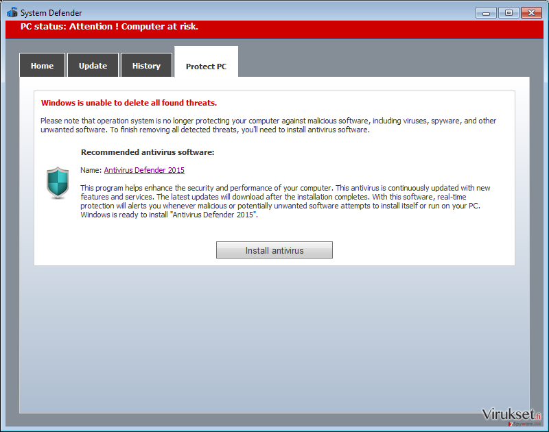 Antivirus Defender 2015 kuvankaappaus Antivirus Defender 2015 kuvankaappaus