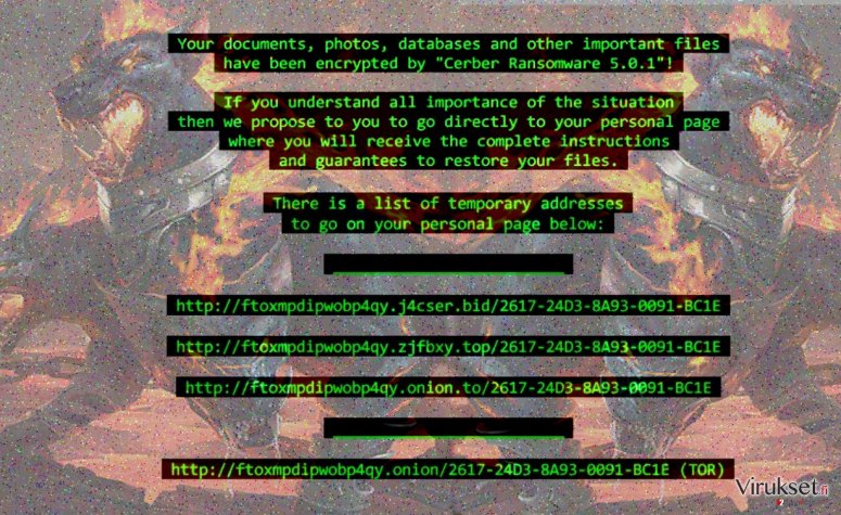 Cerber 5 lunnasohjelma virus kuvankaappaus Cerber 5 lunnasohjelma virus kuvankaappaus
