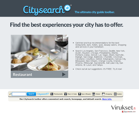 CitySearch Työkalupalkki kuvankaappaus CitySearch Työkalupalkki kuvankaappaus