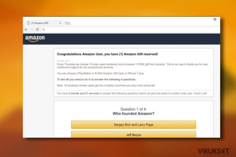 "Congratulations Amazon User" virus