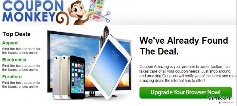 Coupon Monkey mainokset kuvankaappaus Coupon Monkey mainokset kuvankaappaus