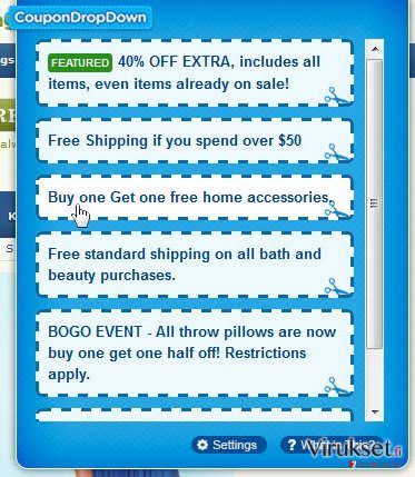 Coupon Drop Down kuvankaappaus Coupon Drop Down kuvankaappaus