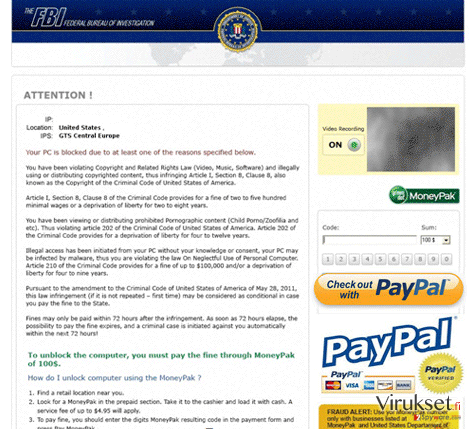 FBI PayPal virus kuvankaappaus FBI PayPal virus kuvankaappaus