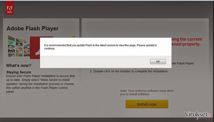 Urgentflashinstaller.info pop-up virus kuvankaappaus Urgentflashinstaller.info pop-up virus kuvankaappaus
