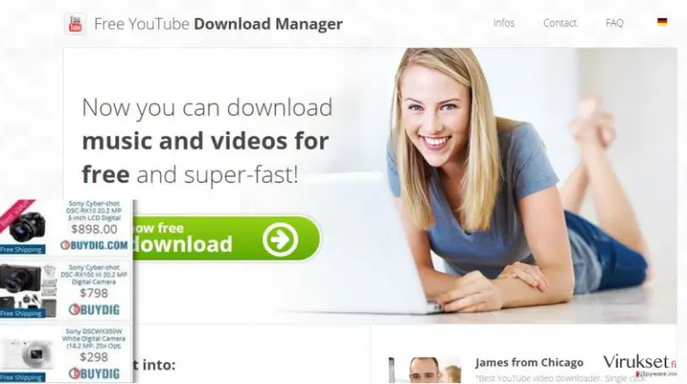 Free Youtube Download Manager virus sends ads