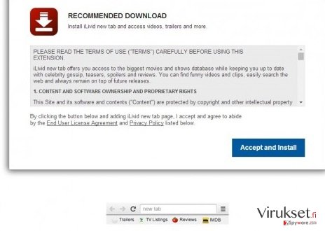 iLivid New Tab hijacker kuvankaappaus iLivid New Tab hijacker kuvankaappaus