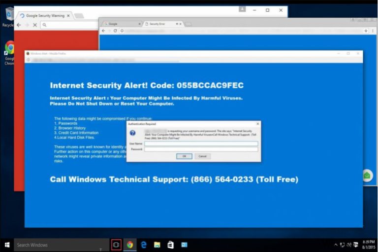 "Internet Security Alert" virus pop-upit