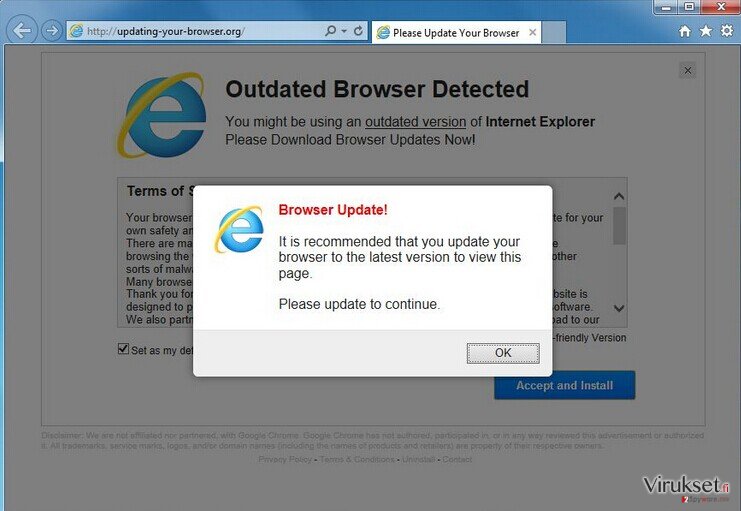 Olo.updateweb.org pop-up virus kuvankaappaus Olo.updateweb.org pop-up virus kuvankaappaus