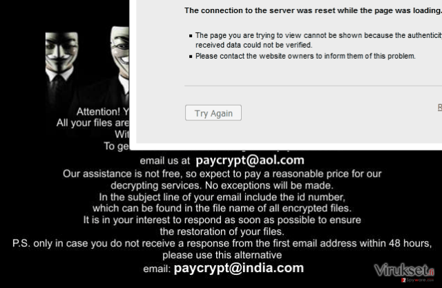 The note of PayCrypt virus