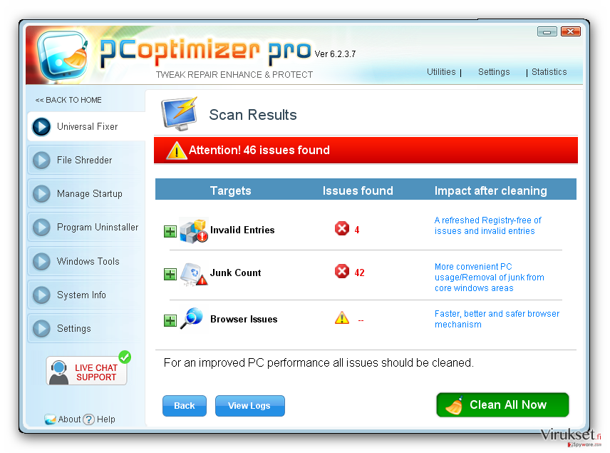 Pc Optimizer Pro kuvankaappaus Pc Optimizer Pro kuvankaappaus