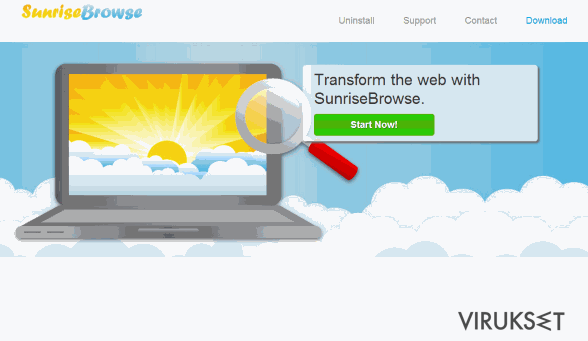 SunriseBrowse mainokset kuvankaappaus SunriseBrowse mainokset kuvankaappaus
