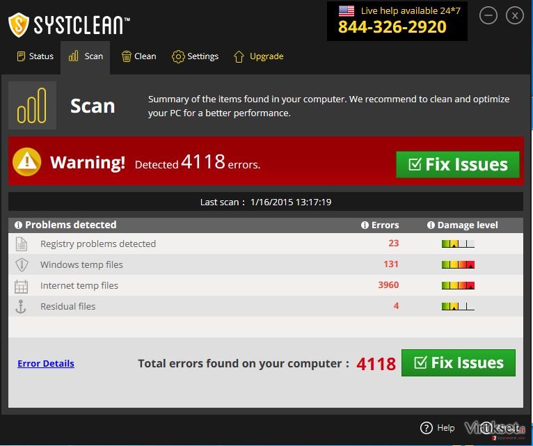 SystClean virus kuvankaappaus SystClean virus kuvankaappaus