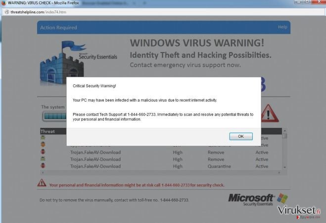 Threatshelpline.com pop-up virus kuvankaappaus Threatshelpline.com pop-up virus kuvankaappaus