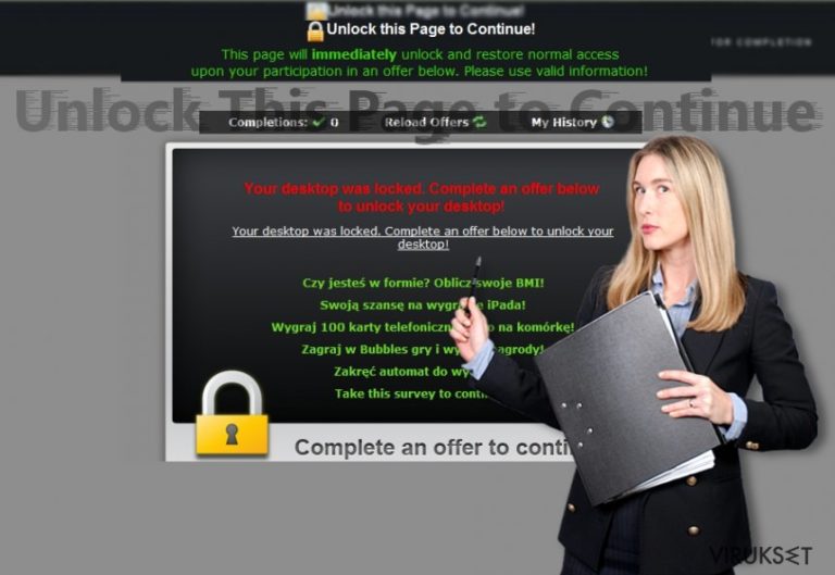 Kuva paljastaa "Unlock This Page to Continue" hälytykset