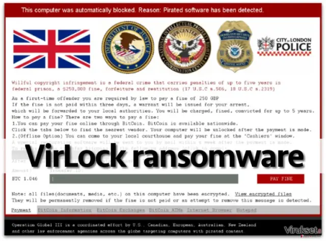 VirLock ransomware note
