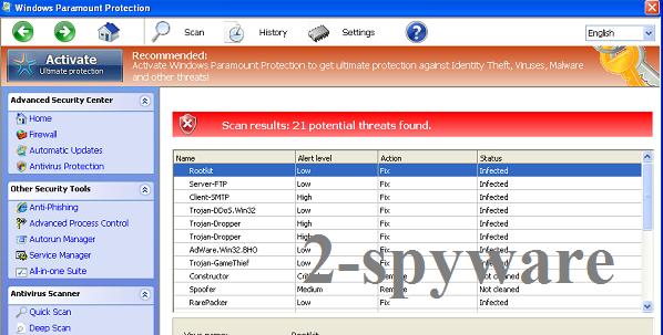 Windows Paramount Protection kuvankaappaus Windows Paramount Protection kuvankaappaus
