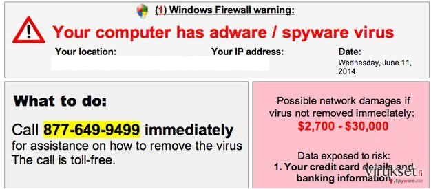 Your computer has adware / spyware virus kuvankaappaus Your computer has adware / spyware virus kuvankaappaus