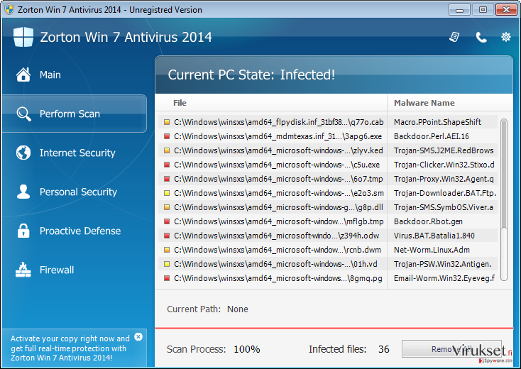 Zorton Win 7 Antivirus 2014 kuvankaappaus Zorton Win 7 Antivirus 2014 kuvankaappaus